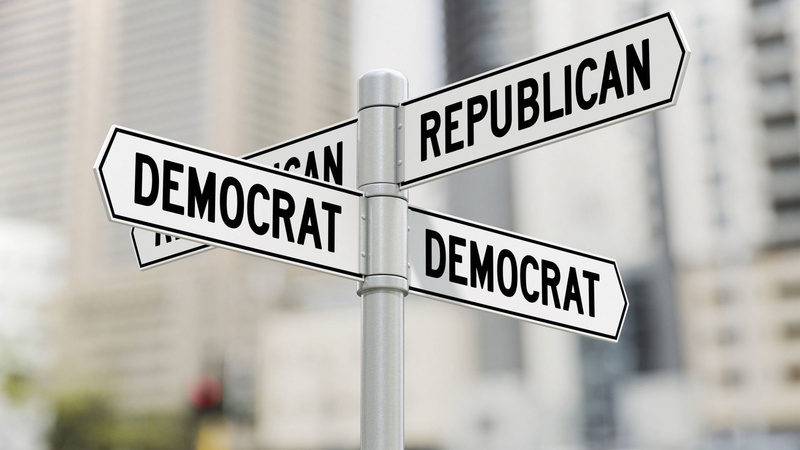 communication, building exterior, focus on foreground, architecture, city, guidance, direction, symbol, text, road sign, 1080P, democrat, Republican, white color