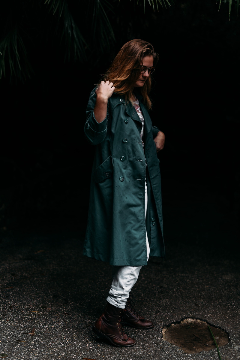 teal, young adult, rain, female, one person, looking, real people, lifestyles, eyes closed, sonyalpha, front view, casual clothing, full length, street