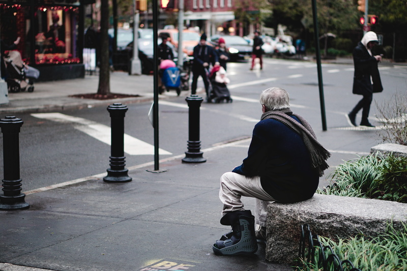 footpath, architecture, manhattan, social issues, casual clothing, 5K, sitting, people, day, rains, park, road, group of people, street, united states