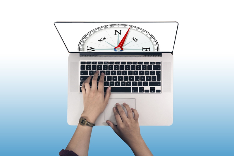compass, keyboard, hand, women, macbook, clock, typing, direction, 4K, technology, career, training, human body part, directory, studio shot, computer