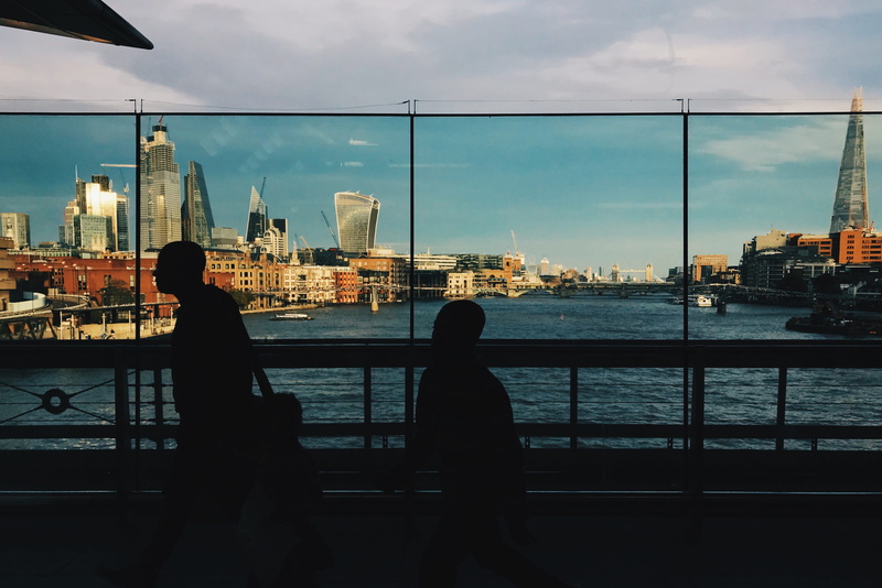 cloud - sky, railing, london, nautical vessel, color, uk, men, outdoors, sky, architecture, women, autumn, skyscraper, two people, blackfriars pier