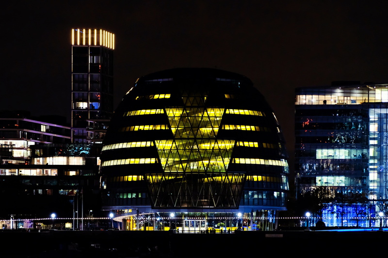 lights, city hall, city, building exterior, travel destinations, 4K, no people, city life, skyscraper, architecture, norman foster, south bank, nature