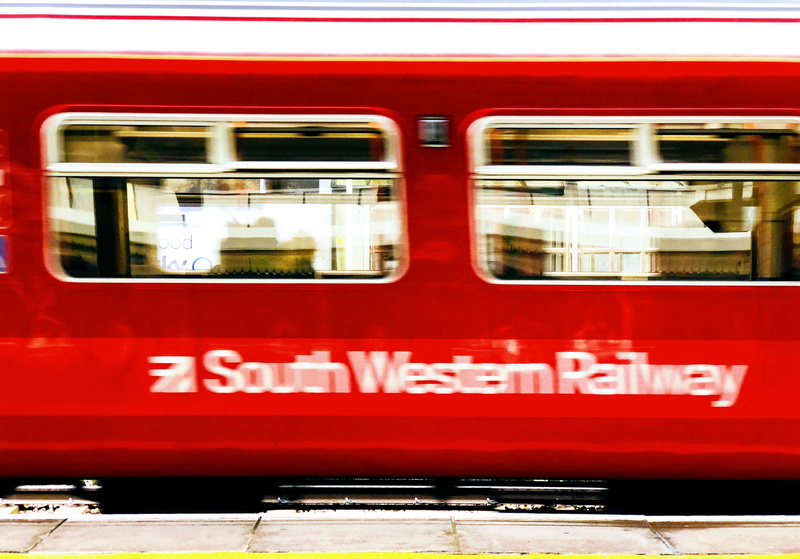 south, day, no people, rail transportation, text, western script, bus, public transportation, red, train, mode of transportation, outdoors, communication