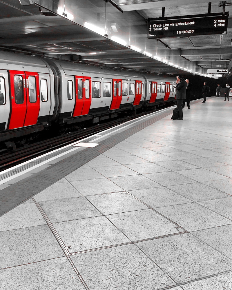 indoors, human, underground, terminal, railroad track, track, floor, transportation, train, westminster, railway, greater london, motion, architecture