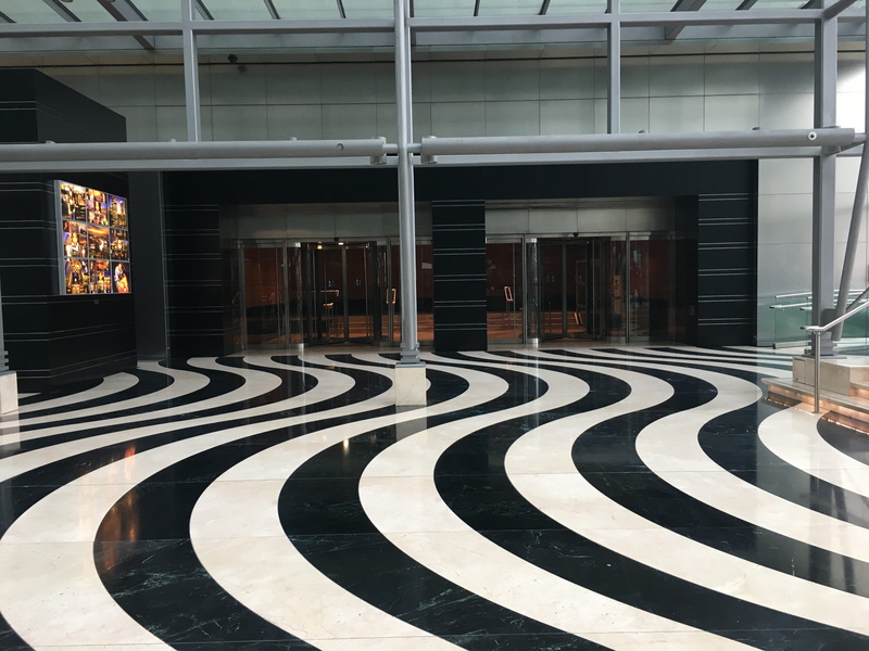empty, curve, architecture, shape, building, pattern, day, 1 canada square, no people, black and white, indoors, geometric shape, art and craft, 4K, united kingdom