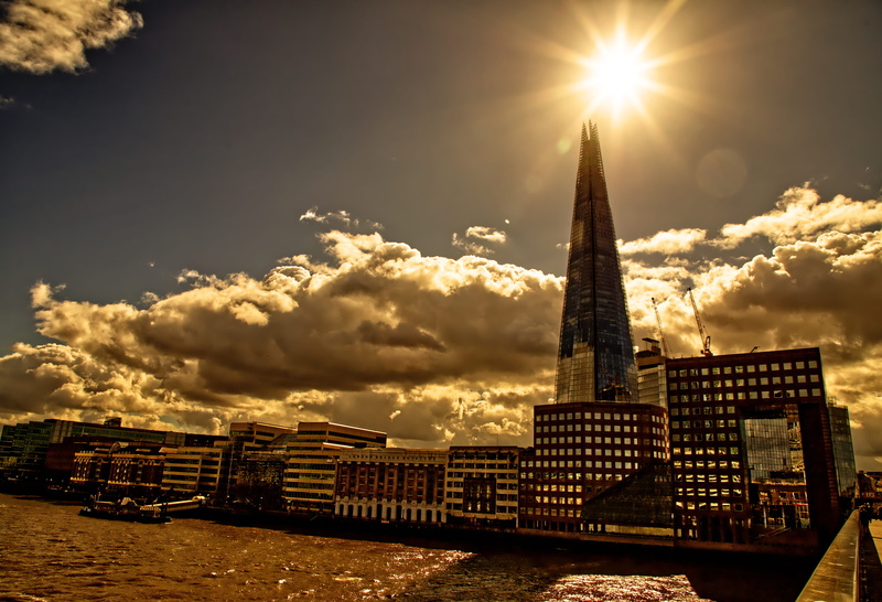 architecture, office building exterior, sunset, london bridge, sky, transportation, urban, water, 5K, metropolis, vehicle, greater london, sunlight, no people