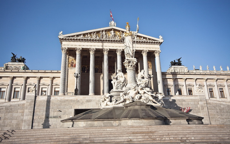 wien, 720P, austria, athena, parliament, architecture, fountain, building, pallas