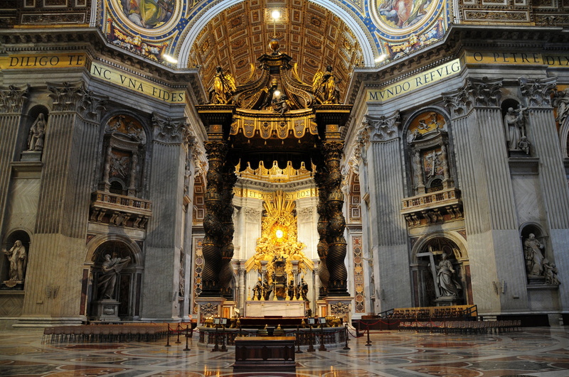 1080P, human representation, ceiling, Italy, building, religion, built structure, government, St. Peters Cathedral, representation, illuminated, the main altar