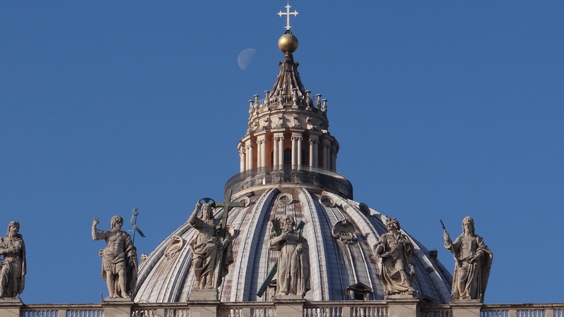 blue, church, spire, travel Locations, Vatican, Rome, building Exterior, built Structure, the past, 1080P, europe, city, spirituality, day, domed church