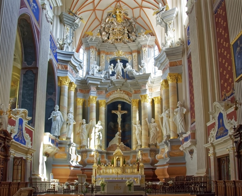 sculpture, religion, architecture, spirituality, belief, male likeness, ceiling, indoors, human representation, built structure, baltic states, travel destinations