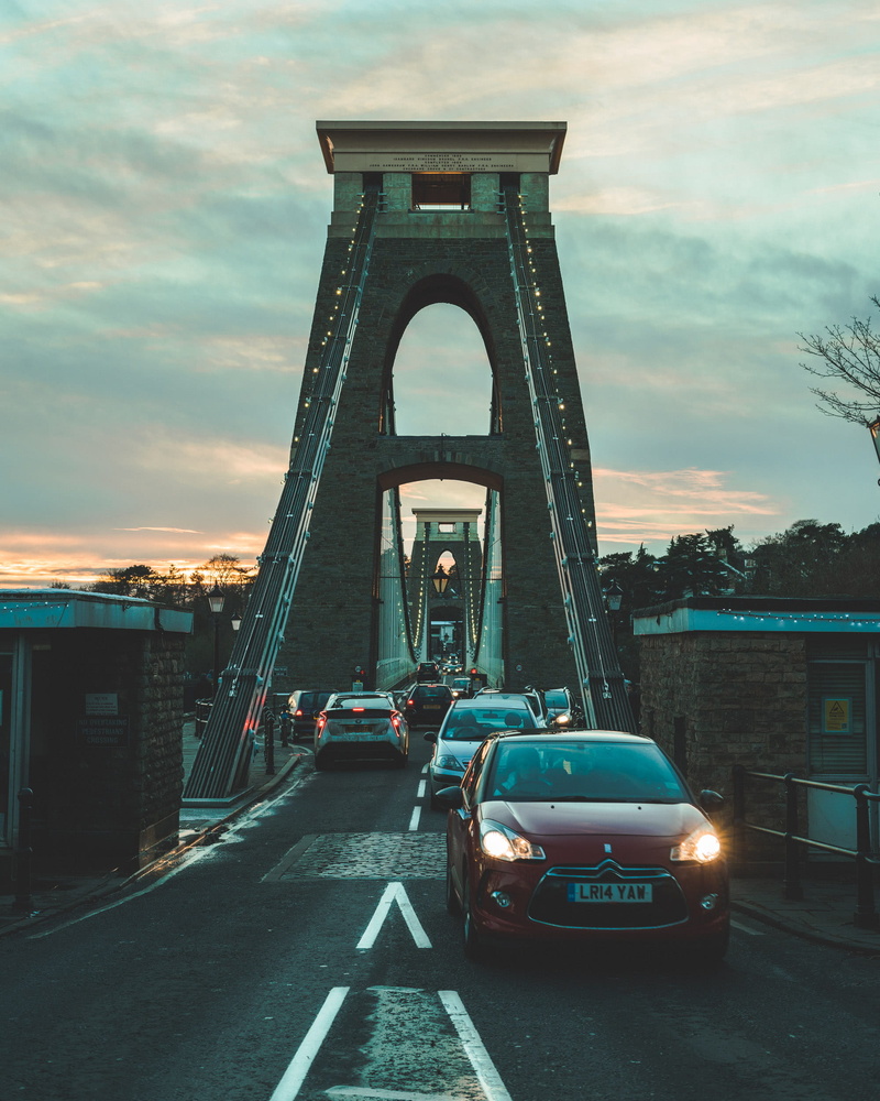 connection, outdoors, the way forward, transportation, bridge - man made structure, architecture, united kingdom, cars, blue, building exterior, motor vehicle
