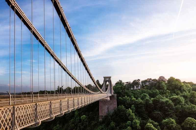 city, engineering, view, tree, sunlight, trees, bridge - man made structure, outdoors, plant, travel destinations, travel, building exterior, suspension bridge