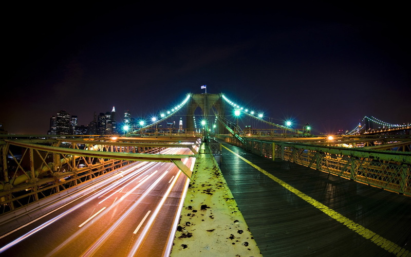 cityscape, connection, famous Place, suspension Bridge, long Exposure, motion, bridge, traffic, light, sky, uSA, architecture, city Life, dusk, urban Scene