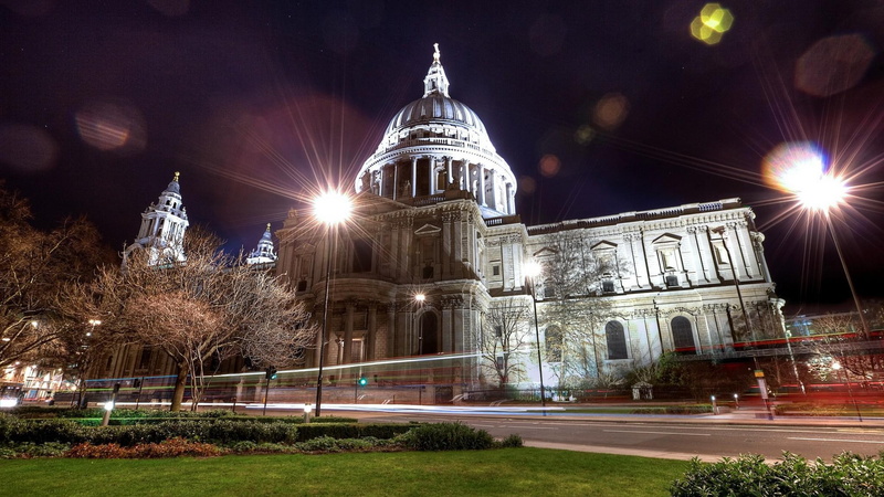 night, cityscapes, london, st, 1080P, cathedral, cityscape, city, paul