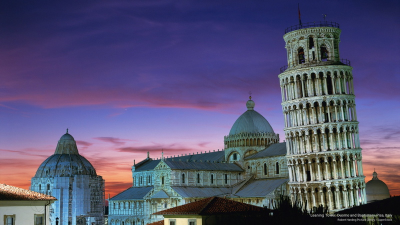 leaning, Architecture, italy, pisa, duomo, baptistery, tower, 2K