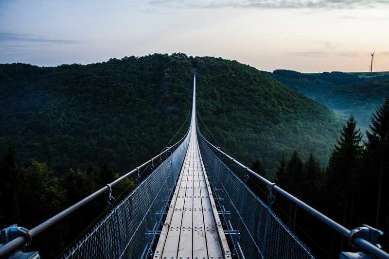 transportation, summer, suspension Bridge, bridge - Man Made Structure, uSA, gray, rope, mountain, hanging, footbridge, the way forward, nature, sky, bridge - Vessel Part