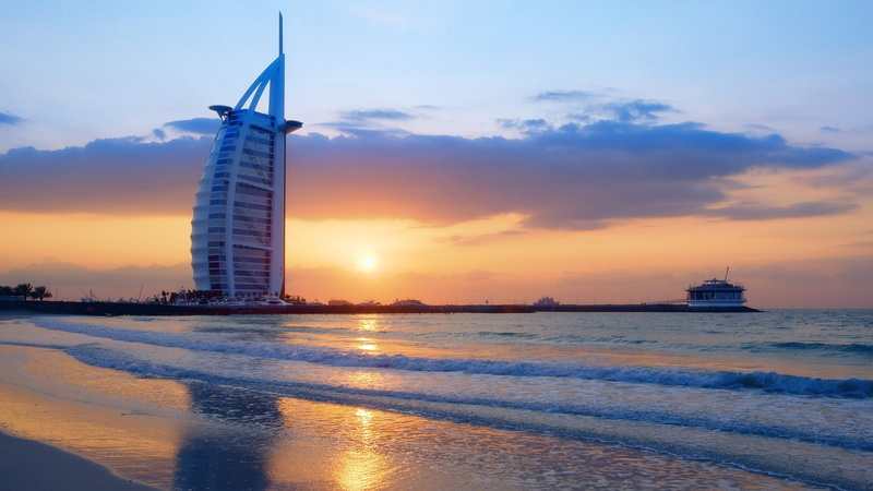 emirates, nature, 1080P, oceans, arab, art, sunset, skyscapes, ocean, united, burj, al, hd, hotel, dubai, x