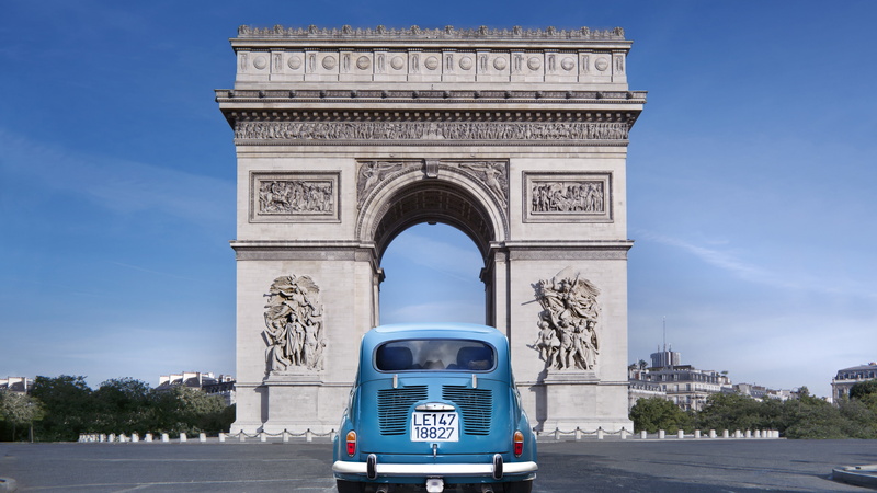 Paris, 5K, Arc de Triomphe, France, travel, monument, tourism, car