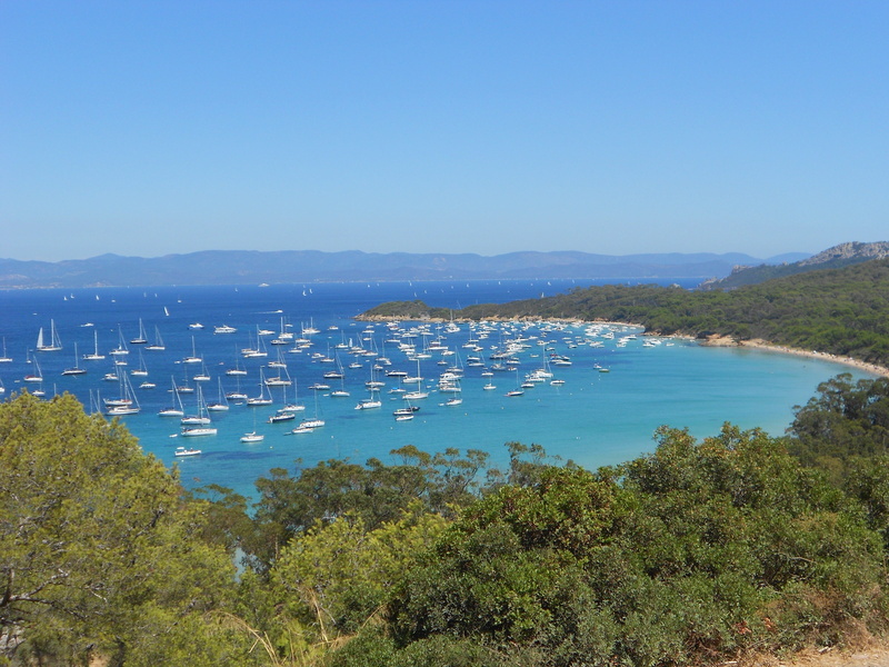 south, sea, outdoors, tree, ile de porquerolles, high angle view, boats, mountain, blue, scenics - nature, 4K, water, bay, land, nature, tranquil scene