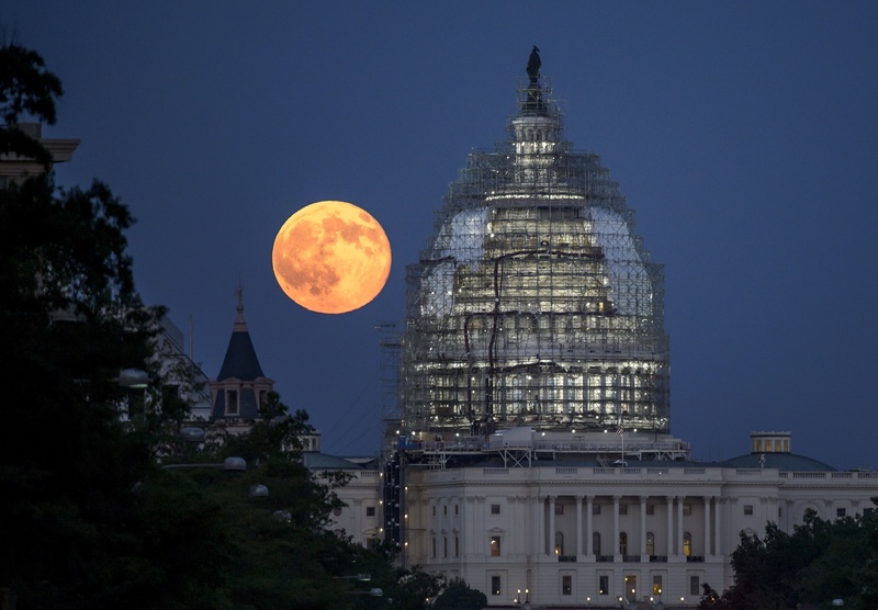 america, 1080P, outdoors, travel destinations, ancient, belief, nature, white, capitol, full moon, sky, the past, government, dark, lights, night, travel