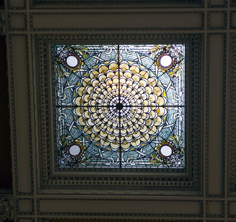 design, tiffany window, skylight, ornate, stained glass, place of worship, art and craft, cupola, library of congress, washington dc, architecture, low angle view