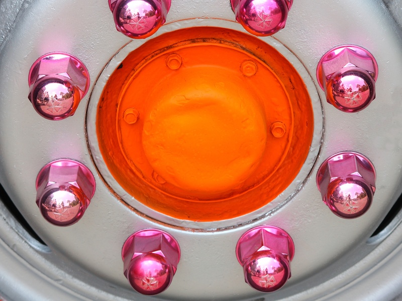 thailand, high angle view, pink, round, group of objects, indoors, orange, technology, bus, no people, bolt, the tourist, paint, table, multi colored, food and drink