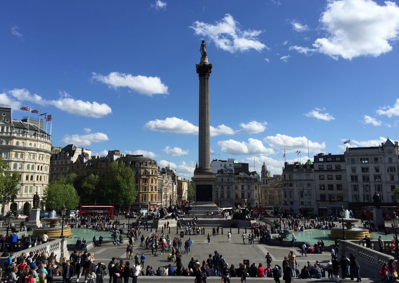 women, crowd, real people, built structure, outdoors, nature, architectural column, capital, westminster, england, 2K, sculpture, lord nelson, uk, tourist