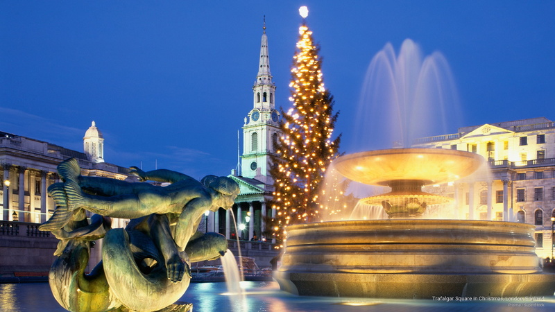 christmas, london, england, square, 2K, trafalgar, Landmarks