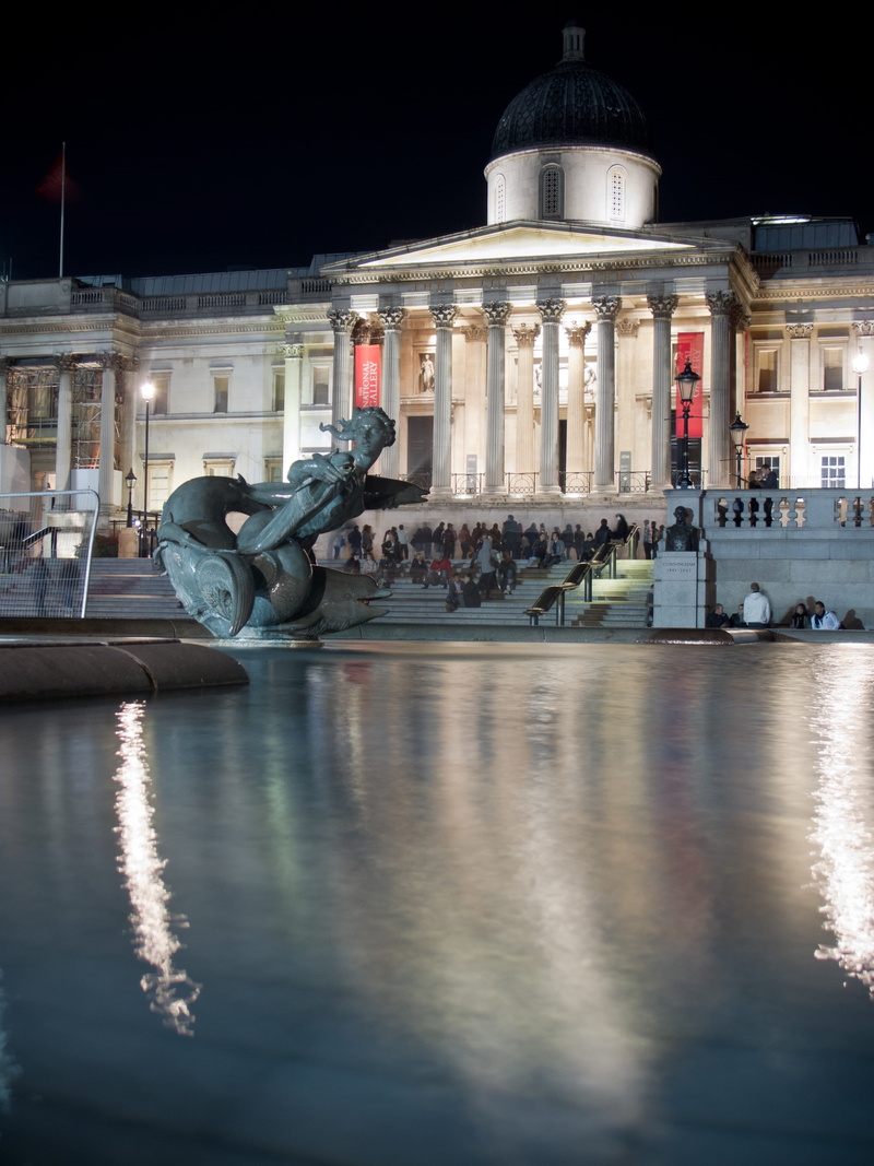 nature, evening, sculpture, government, trafalgar, statue, britain, night, the past, reflection, fountain, building exterior, architectural, museum, history