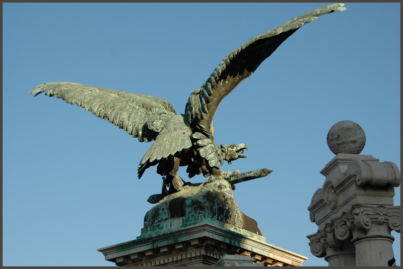architecture, statue, creativity, monument, europe, outdoors, eagle, 2K, art and craft, sculpture, blue, famous Place, history, low angle view, human representation