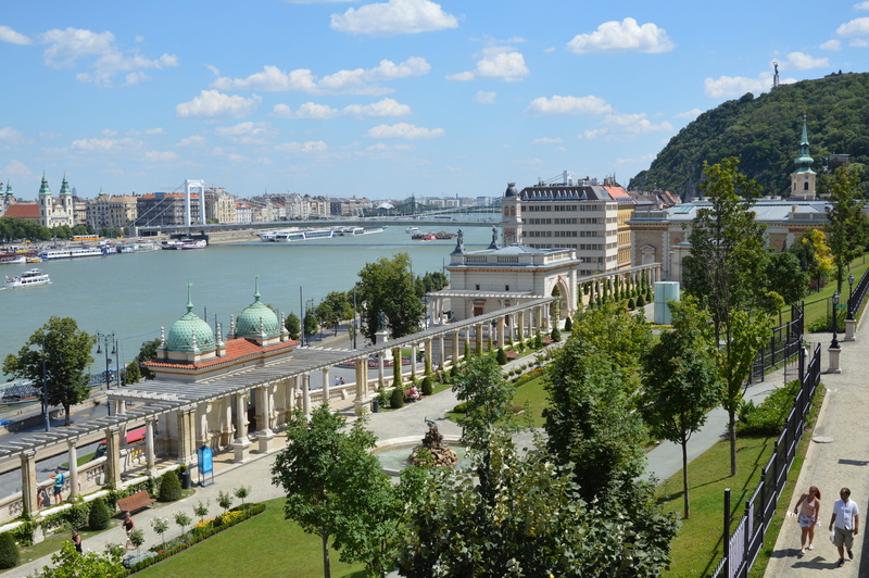 incidental people, cloud - sky, canal, tourism, hungary, building, car, residential district, building exterior, danube, bridge, park, day, built structure