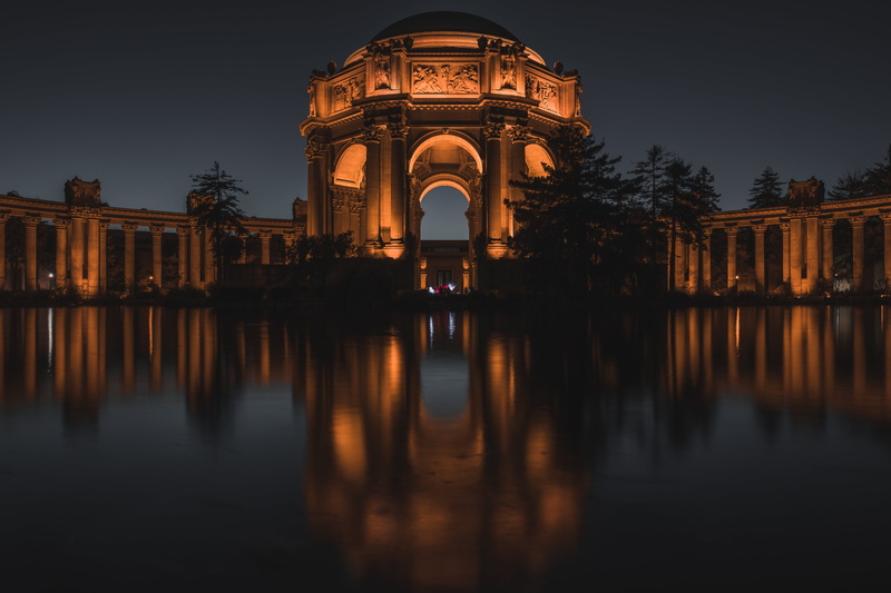 nature, the past, built structure, arch, house, 4K, san francisco california, night, history, reflection, monument, architecture, waterfront, palace of fine arts