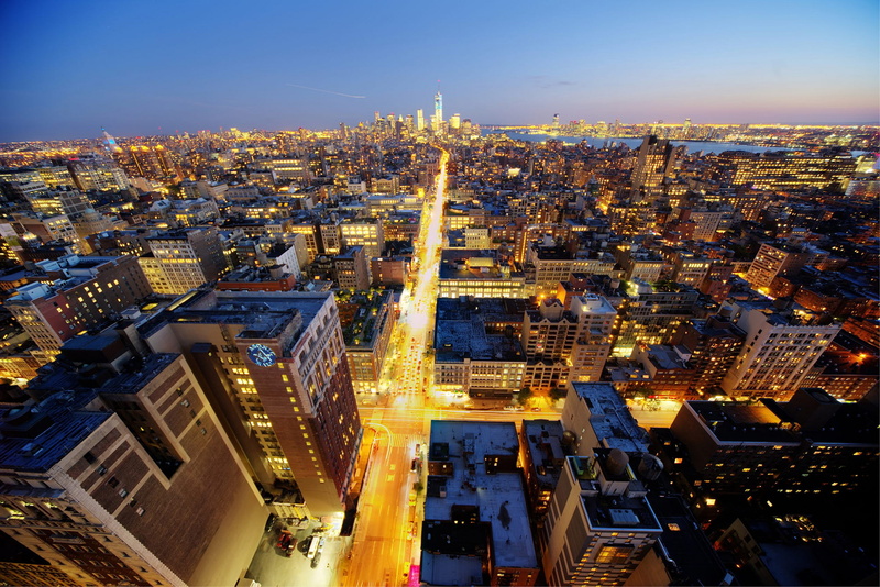 tall, USA, road, Midtown, the evening, roof, 1080P, light, lights, the city, New York City, panorama, skyscrapers, Manhattan, building, New York, NYC