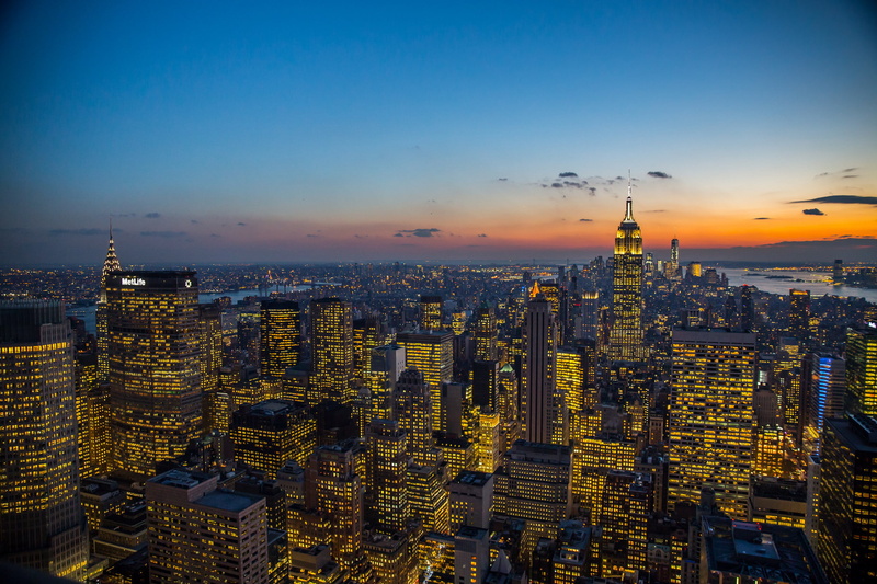 The Chrysler building, WTC 1, twilight, One World Trade Center, United States, Manhattan, WTC, The Empire State Building, skyscrapers, 1080P, New York