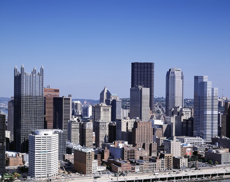 downtown District, famous Place, Pittsburgh, building Exterior, sky, buidings, residential district, no people, new York City, skyscrapers, Skyline, city