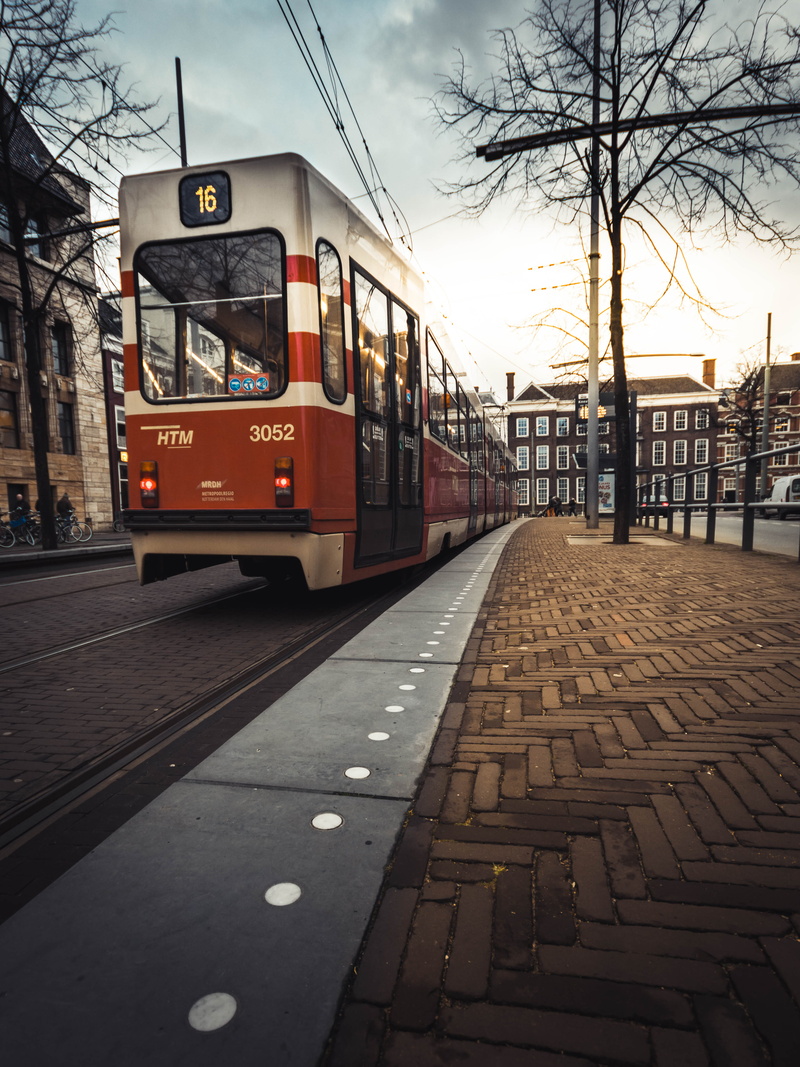 tree, transportation, footpath, tram, abstract, land vehicle, city, mode of transportation, netherlands, no people, vintage, street, water, architecture