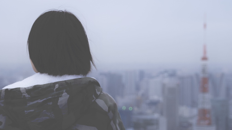 hairstyle, architecture, 4K, built structure, women, person, ice, urban, head, asian, real people, rear view, contemplation, japan, woman, looking at view