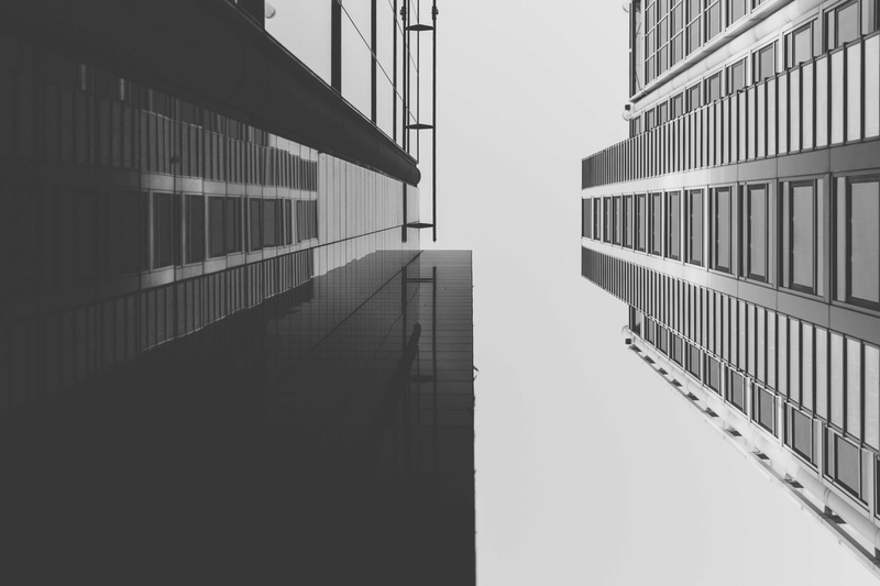 built structure, lines, reflection, window, no people, nature, clear sky, architecture, building exterior, day, 4K, building, directly below, outdoors