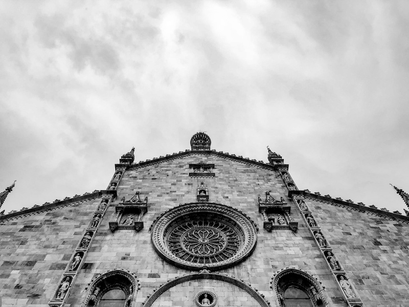 cloud - sky, black, travel destinations, lake, place of worship, nature, built structure, 4K, lakecomo, europe, history, clock, building exterior, italian