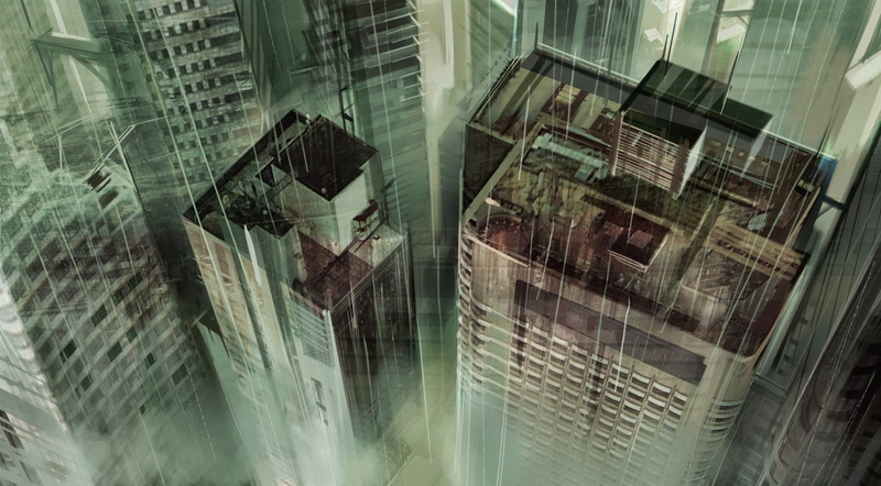 aerial view, 1080P, cityscape, rain, street, city, helicopter view, building
