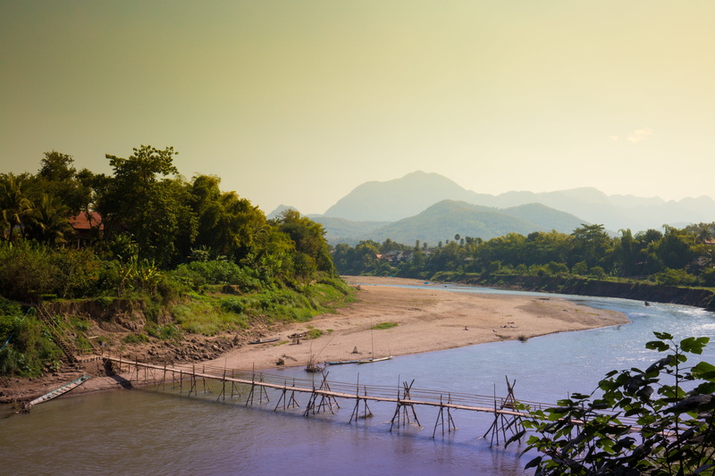 sunset, mountain range, khan river, beauty in nature, idyllic, outdoors, clear sky, nature, asia, plant, mountain, 5K, tree, growth, non-urban scene, scenics - nature