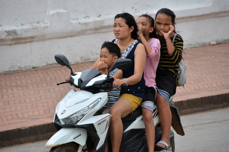 laos, bonding, scooter, togetherness, casual clothing, group of people, leisure activity, lifestyles, childhood, outdoors, child, males, three quarter length