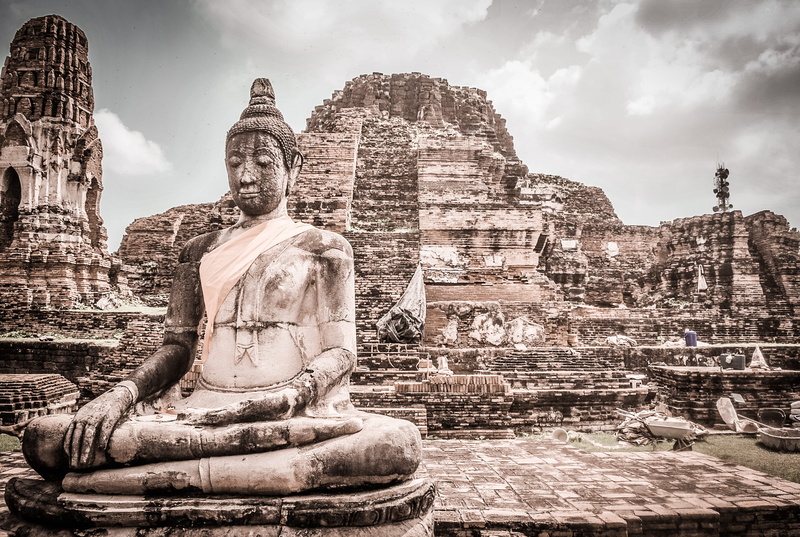 thailand, built structure, representation, buddhism, outdoors, 2K, idol, ruined, place of worship, no people, belief, statue, building, the past, bangkok