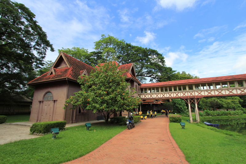 architecture, building, outdoors, spirituality, belief, thailand, built structure, tree, religion, footpath, growth, cloud - sky, palace, nakhon pathom