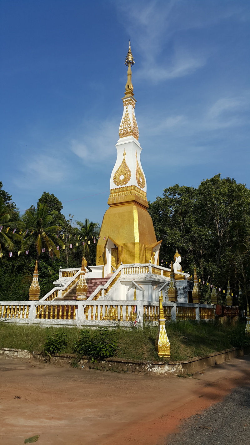 buddha statue, building, thailand art, high, painting, belief, tree, architecture, thailand, travel, travel destinations, art, pagoda, phang khon, sky