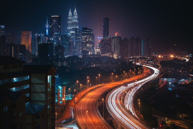 Lights, Malaysia, 1080P, city, night, Kuala Lumpur, road, building