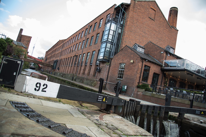 northern england, castlefield, building, dukes 92, uk, cloud - sky, deansgate, road, lancashire, motor vehicle, 5K, water, transportation, built structure