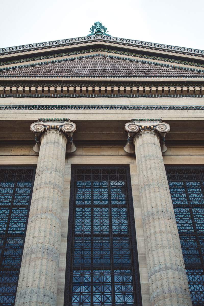 stone, low angle view, history, city, architecture, art and craft, door, building, columns, architectural column, built structure, place of worship