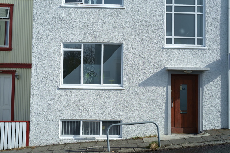window, building exterior, tilted, staircase, iceland, building, architechture, apartment, glass - material, city, reykjavík, white color, residential district