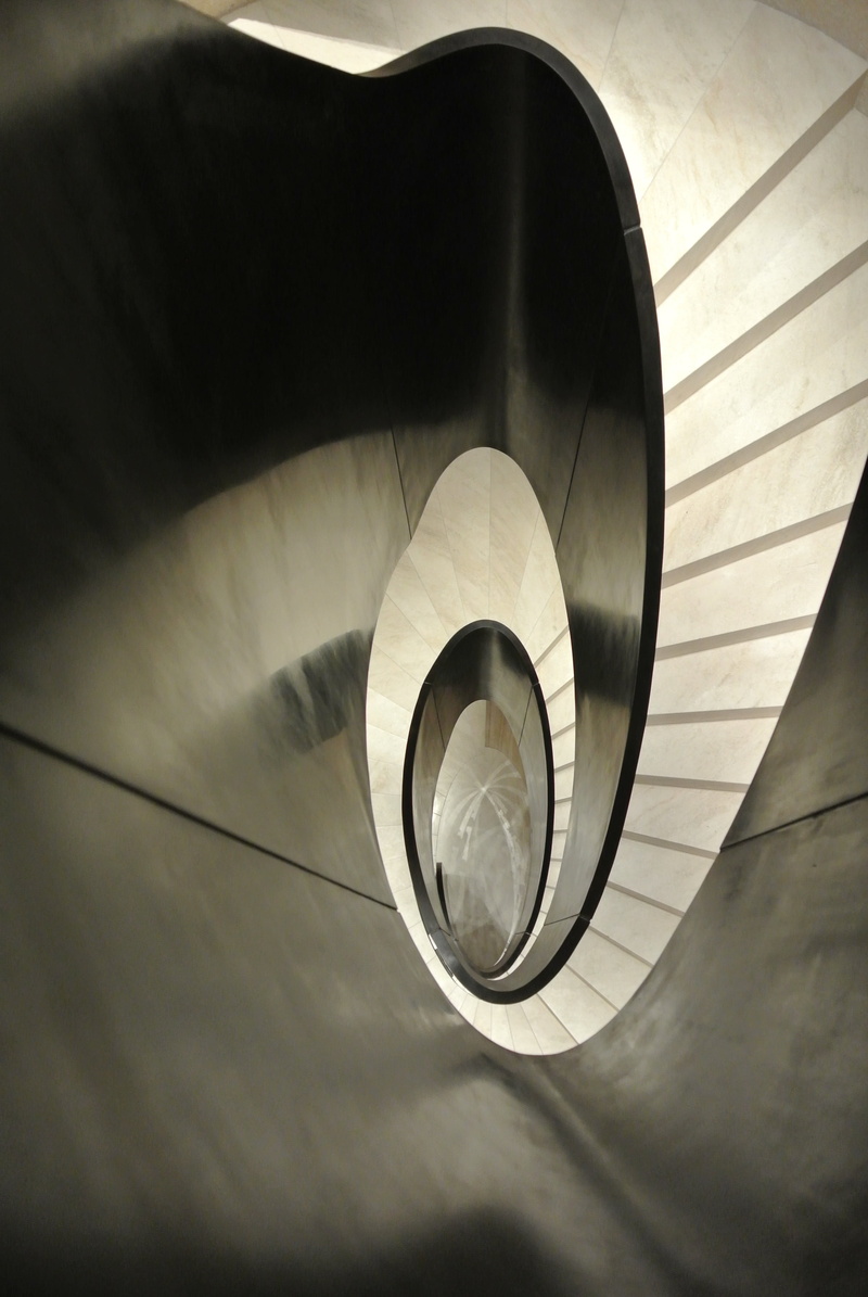 metal, no people, close-up, staircase, day, pattern, freiburg, technology, 4K, augistiner, electric lamp, directly below, lighting equipment, built structure